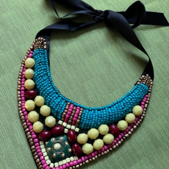 Colorful Beaded Collar Necklace - Picture 1 of 6